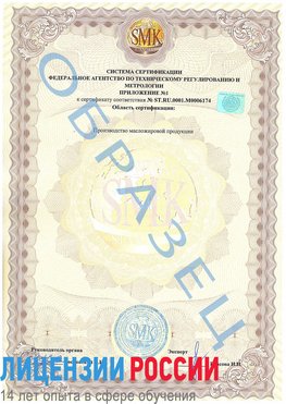 Образец сертификата соответствия (приложение) Миасс Сертификат ISO 22000